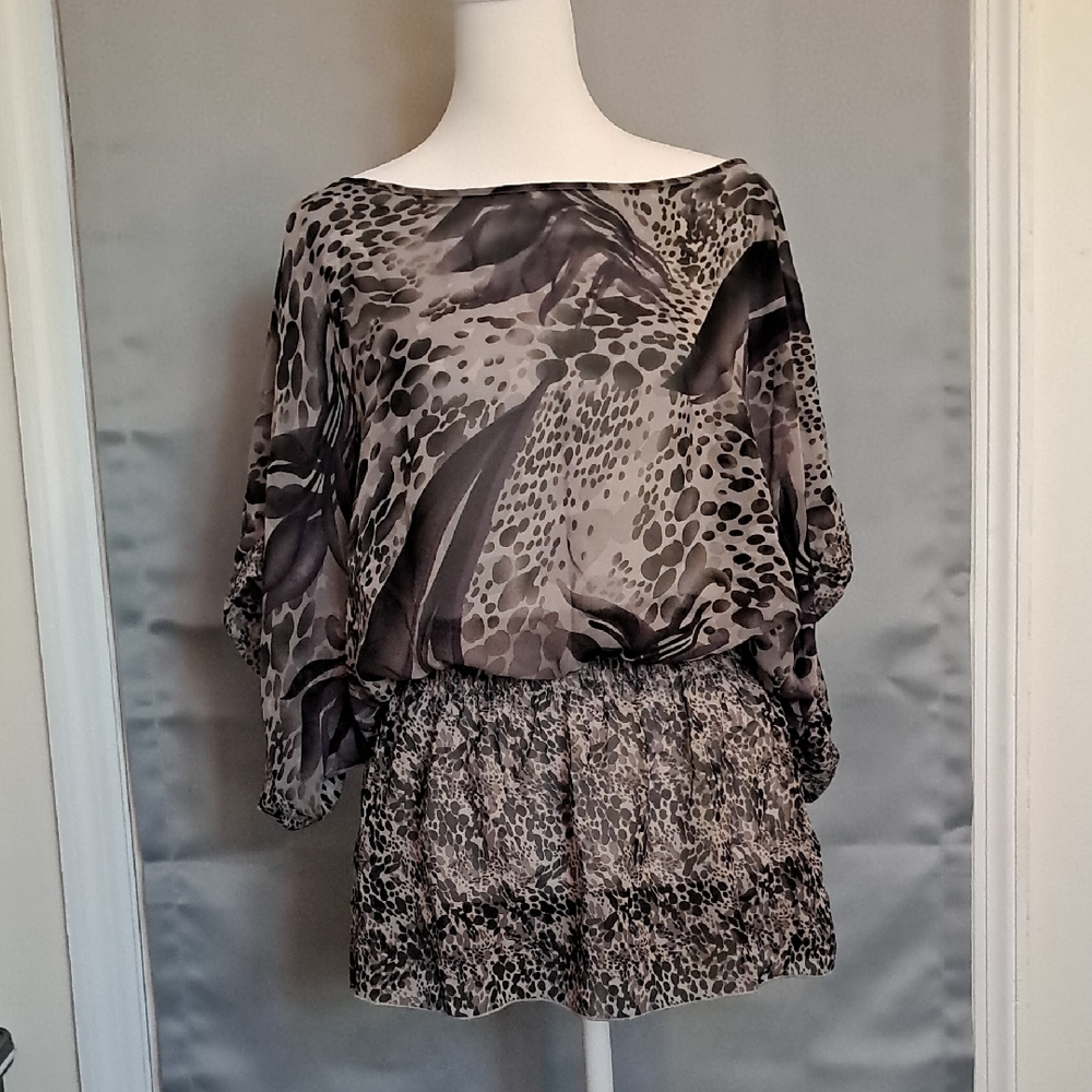 Miley Cyrus & Max Azria Purple Gray Boxy Blouse